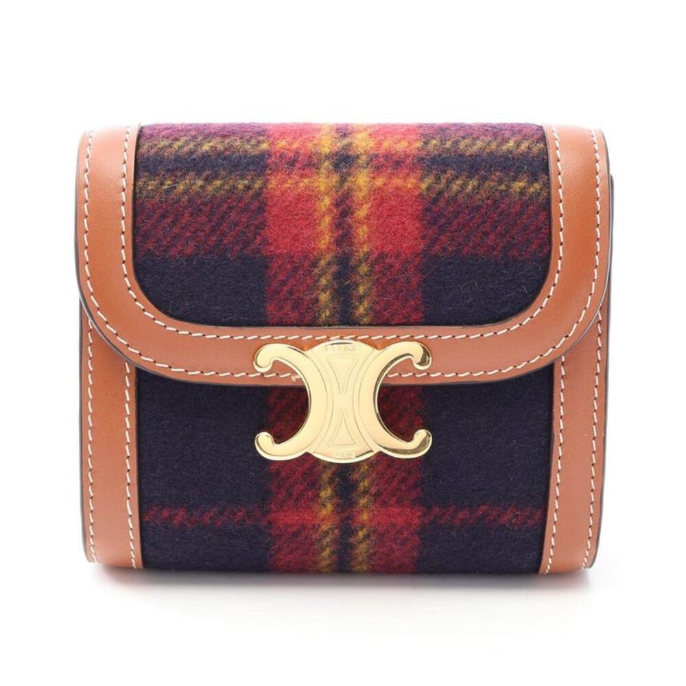 CELINE Triomphe Tartan Check Small Flap Wallet